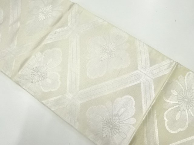 JAPANESE KIMONO / ANTIQUE FUKURO OBI / SILK / WOVEN RHOMBUS FLOWER
